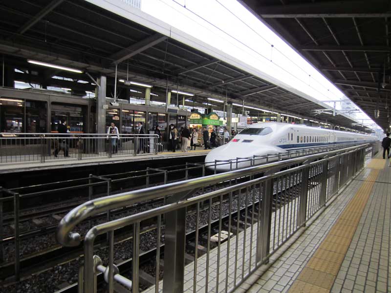 Shinkansen (Bullet Train) arriving at Kyoto