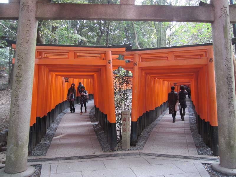 Twin avenues of torii gates at the Fushimi Inari Shrine