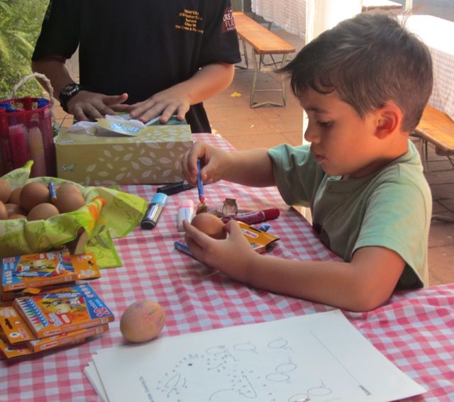 Painting eggs at the German Restaurant