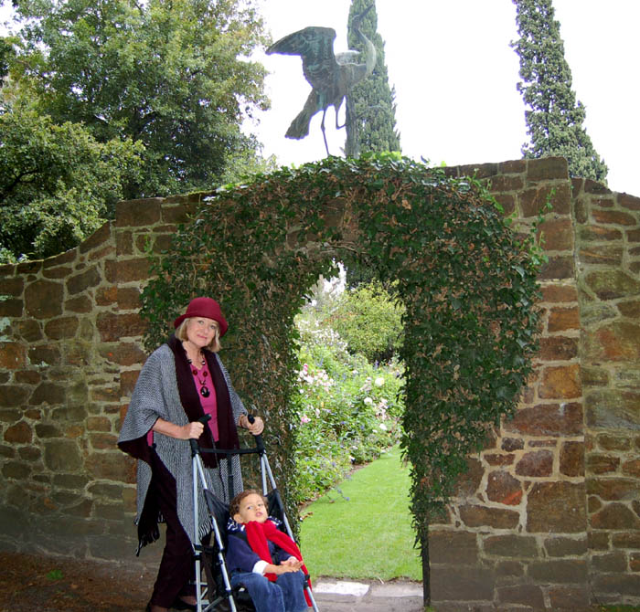 Oliver with Nanny at Cruden Farm, the home of Dame Elizabeth Murdoch