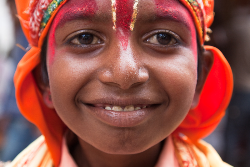 Little girl in front of the Brahma Temple