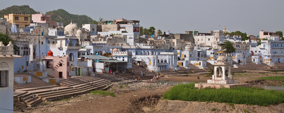 Pushkar with the dried up lake
