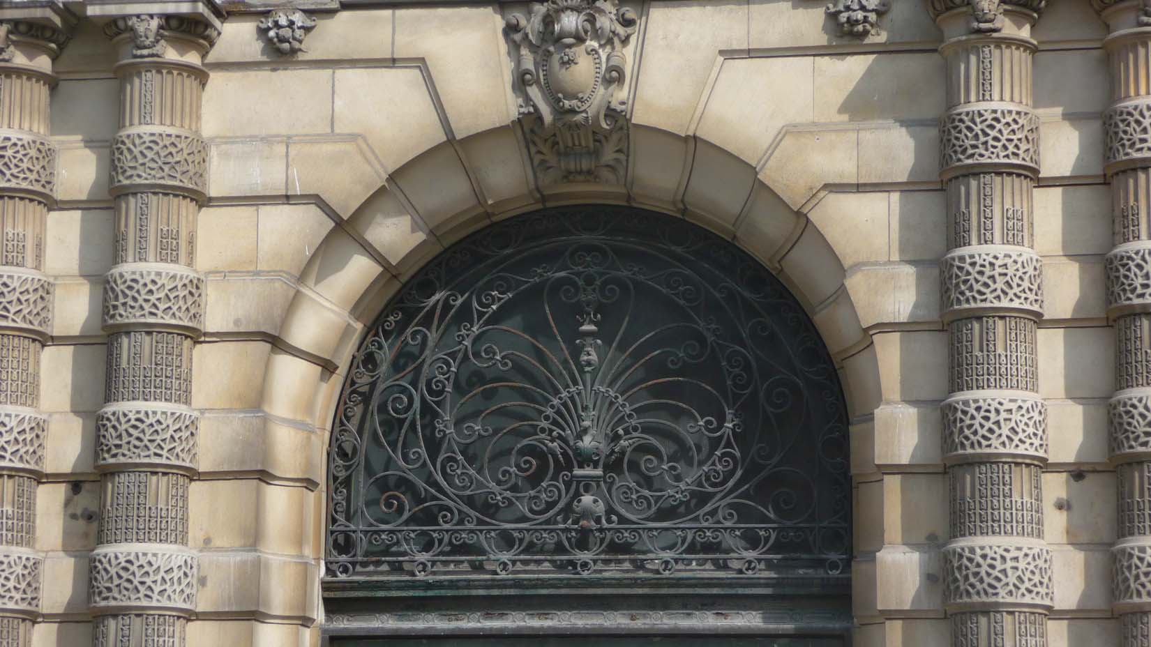 Close-up of the ironwork.