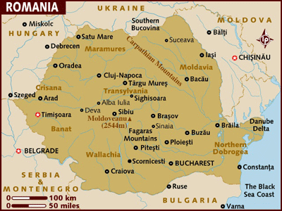 Map of Romania with a star indicating Timisoara's location.