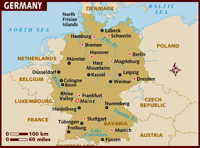 Map of Germany with a star indicating Mainz's location.