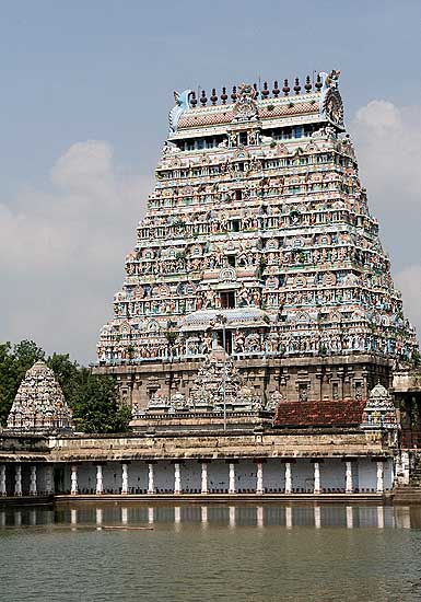 Temple gopuram in Chidambaram,Tamil Nadu.