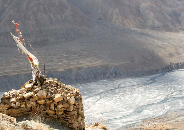 Latho overlooking  Spiti River  near Kye