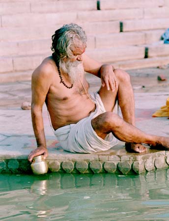 Brahmin in Varanasi at the river Ganges