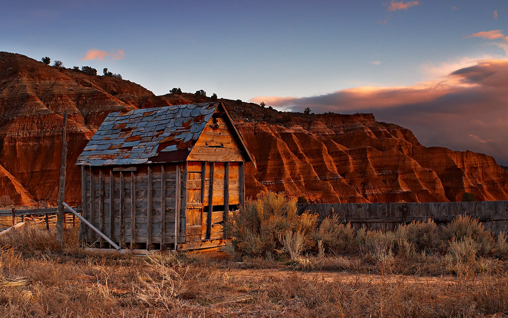 Shack at sunset