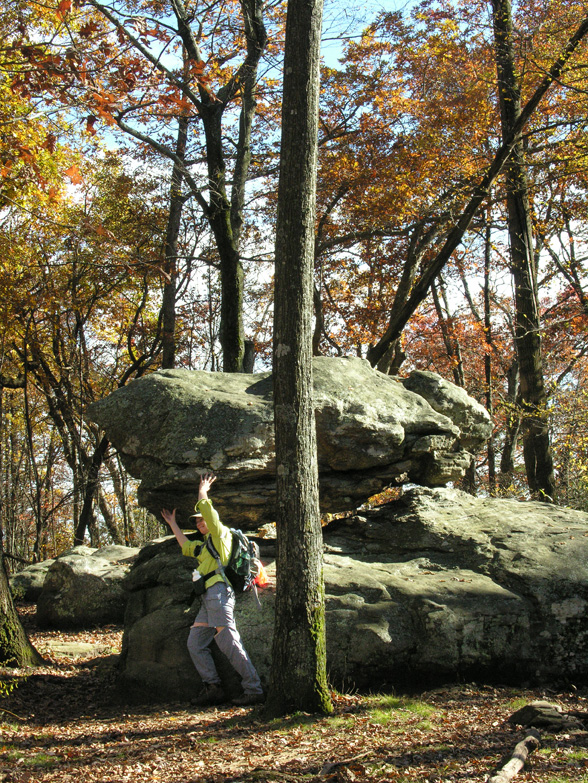 Jan holding up the rock