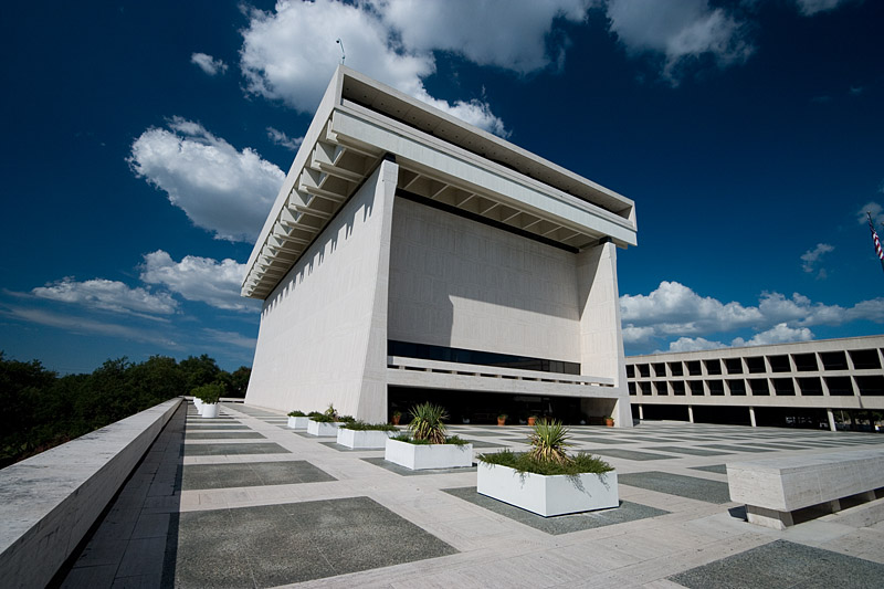 The LBJ library building itself.