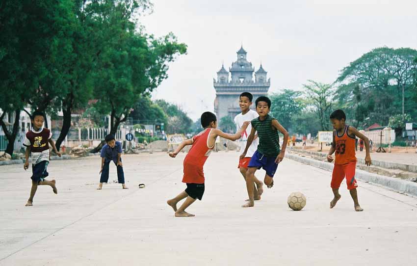 Football in the Streets of Vientiane