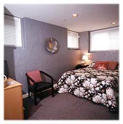 One of the basement bedrooms