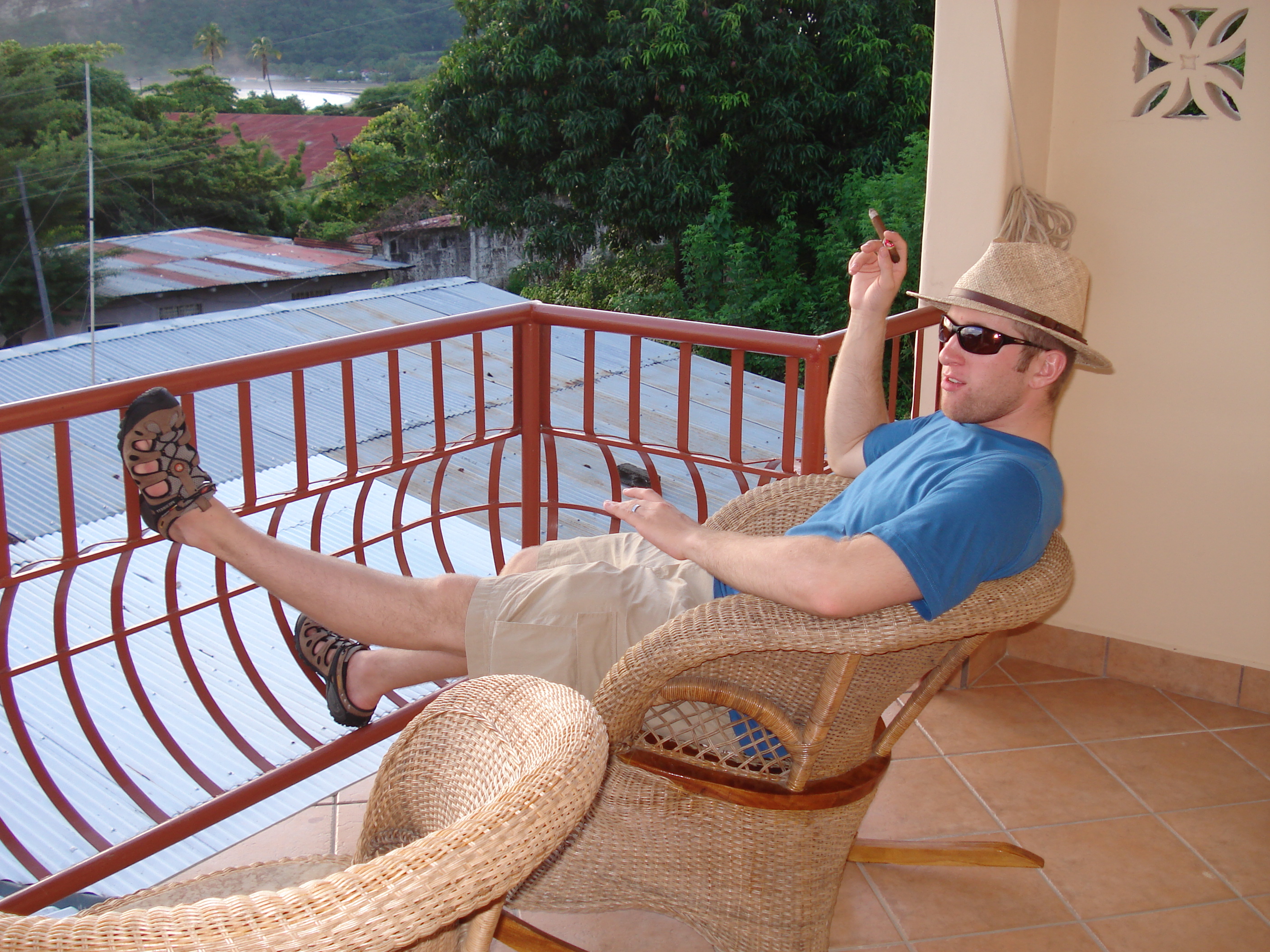 Tom enjoying the deck and a Nicaragua cigar