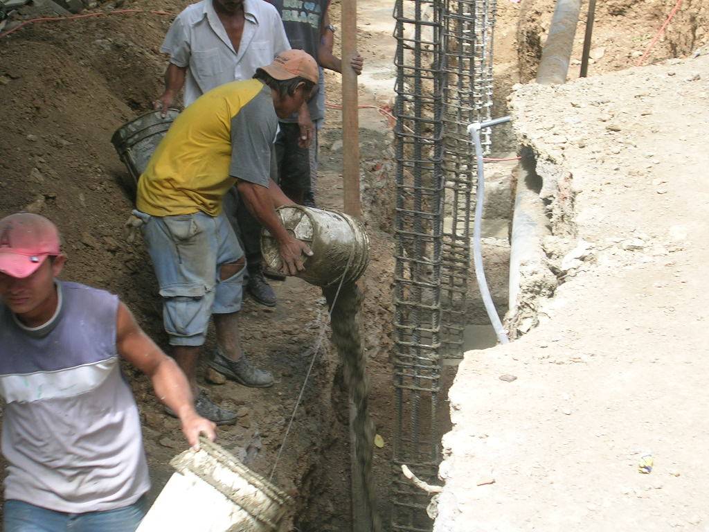 cement for the wall and pillars