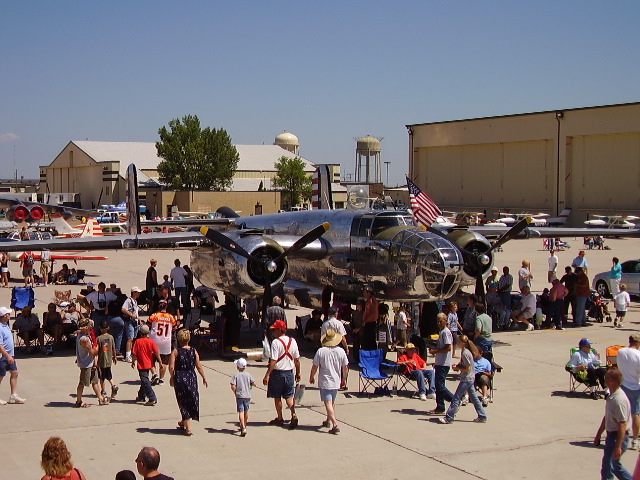 Darn... I forgot the name of the plane from the WWII days... a couple kids play in the gun turrets