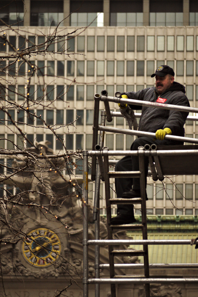 At work near Grand Central Terminal, New York City, New York, 2009