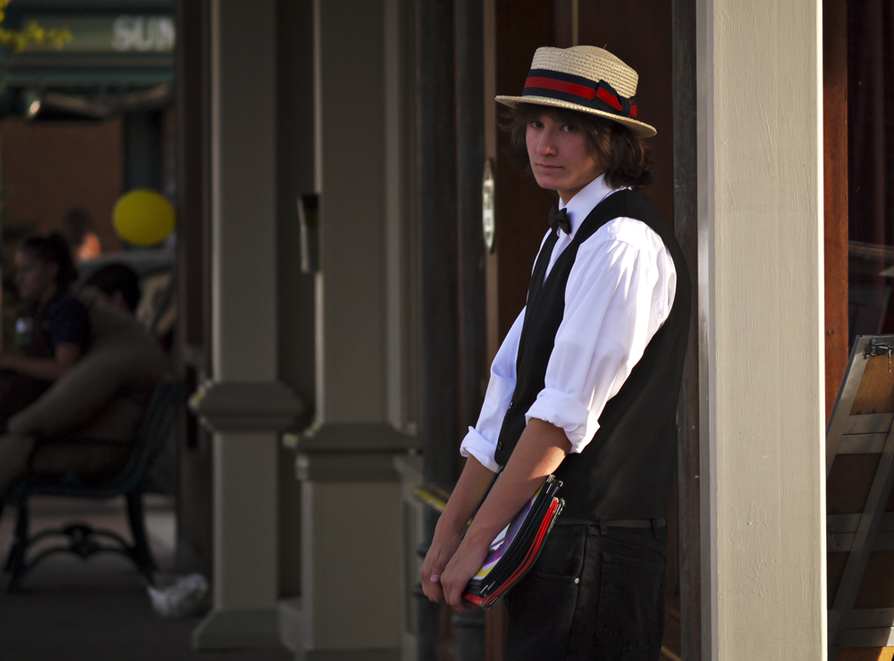 Restaurant barker, Durango, Colorado, 2010