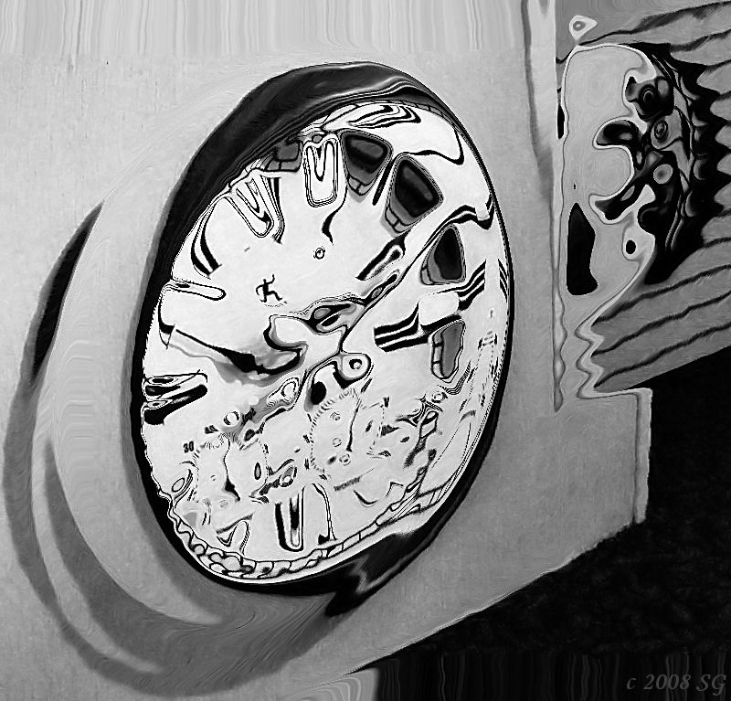Mad Cow Clock Face in Black and White