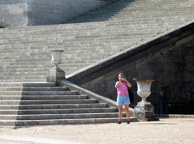 My wife,  the pink tourist at Chantilly