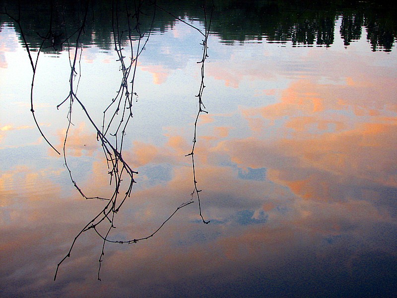 Ile-de France , reflet de coucher de soleil