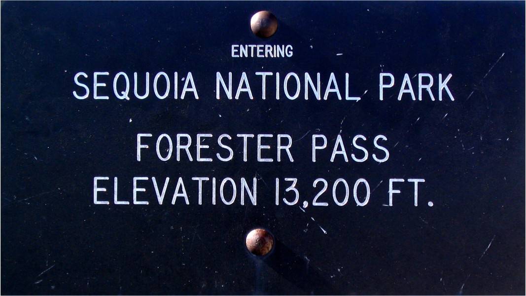 The highest trail sign on the highest pass of the Pacific Crest Trail: Forester Pass