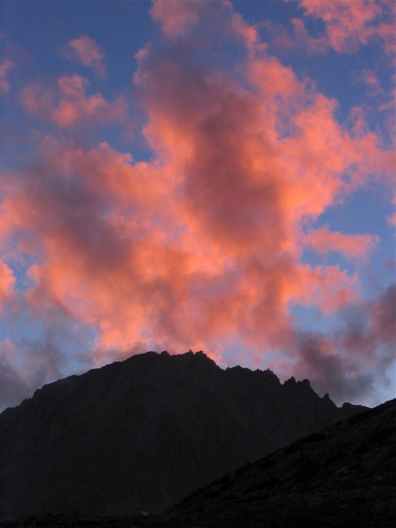 Alpenglow on clouds over Mt Hilgard
