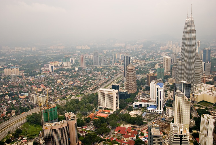 View to the KL Twin Towers from Menara KL
