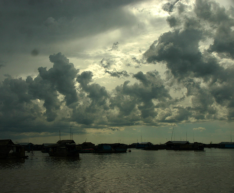 Sunset on the Tonle Sap, Cambodia