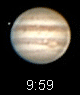 Europa can be seen transiting Jupiter and is followed 50min later by Europa's shadow The black dot) 20050421 UT