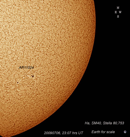 20090706 23:07 hrs UT Ha SM40,840mm