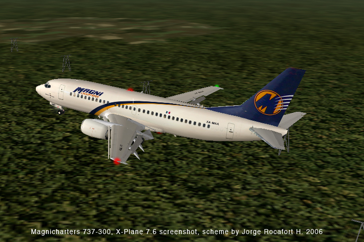 X-Plane 7.6 Flight Simulator screenshot showing the situation at the moment.