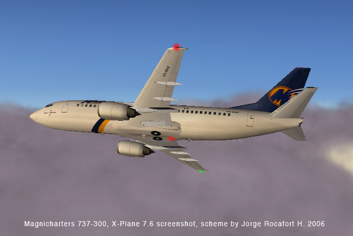 X-Plane 7.6 Flight Simulator screenshot showing the situation at the moment.