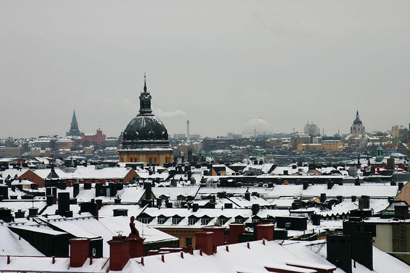 January 23: Snow on the roof tops of Stockholm