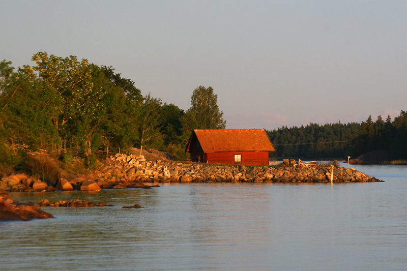 Sun setting over fishers cabin