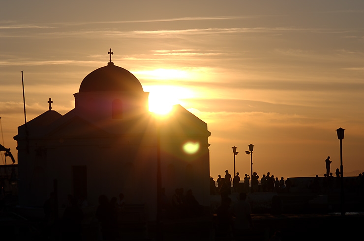 Romantic sunset at Mykonos, Greece by Choi