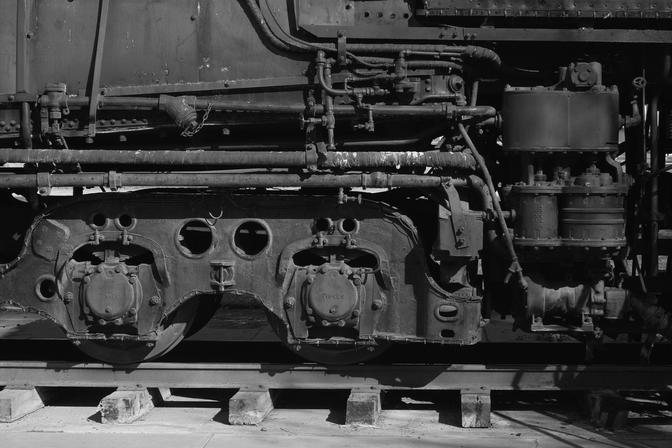 rear truck and air pump on 4-8-4 mountain