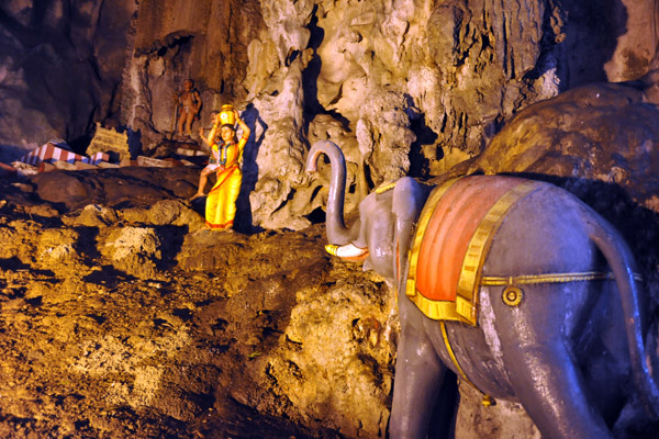 Elephant statue to the right of the main entrance, Batu Caves