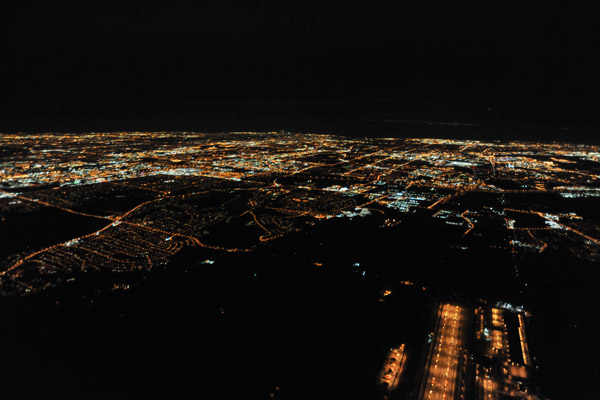 Night aerial of Toronto, Ontario