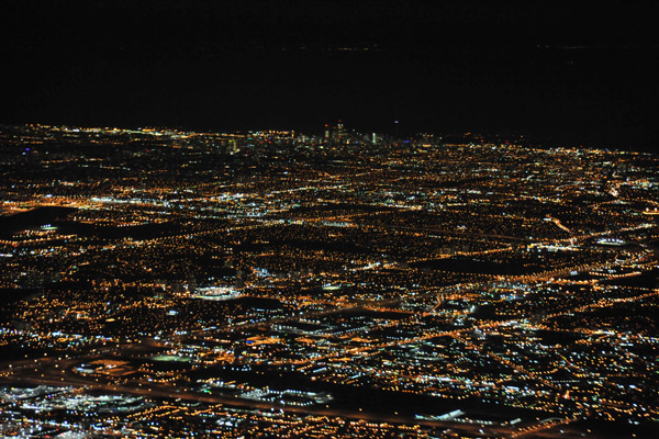 Night aerial of Toronto, Ontario and its sprawling suburbs