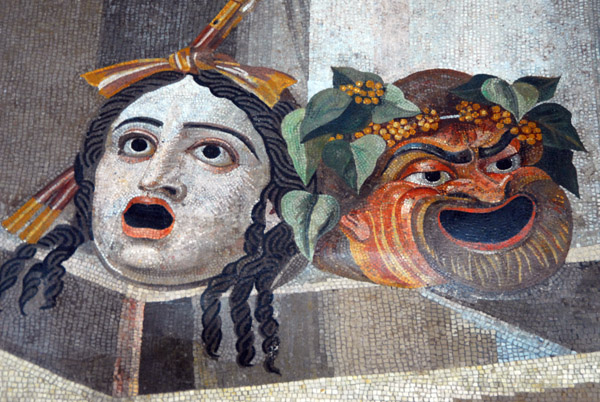 Mosaic of theatrical masks, 2nd C. AD, Hall of Doves, Museo Capitolino