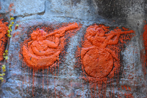 Colored reliefs, Ramda's Jail, Golconda Fort