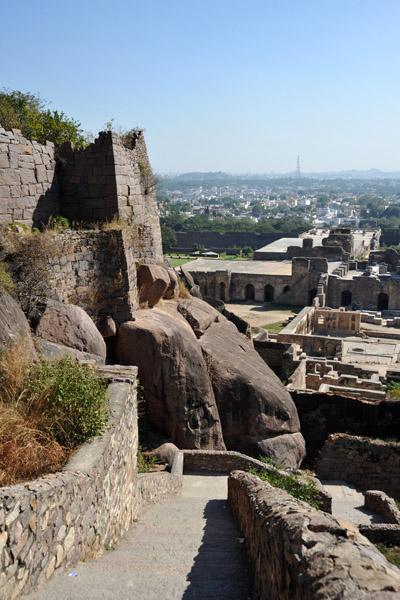 Descending towards the Palace, Golconda Fort