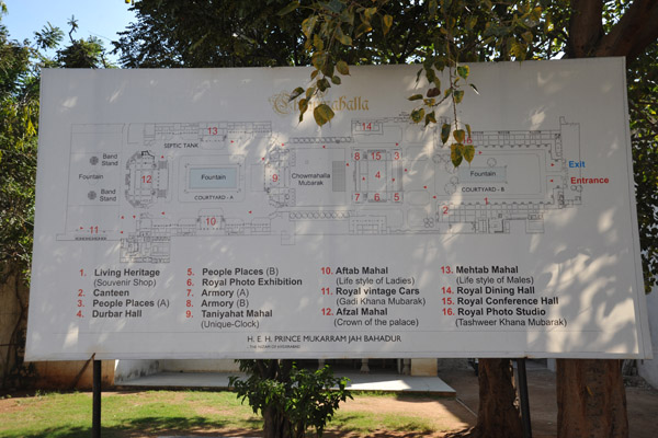 Map of the vast Chowmahalla Palace, Hyderabad