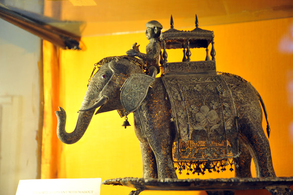 Silver filigree elephant with mahout, Karinagar