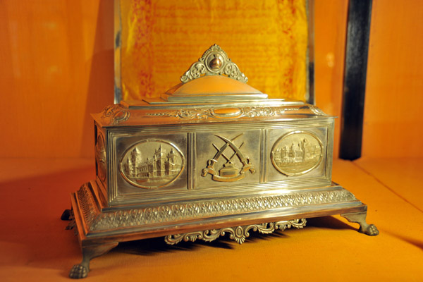 Silver casket presented by the Kaisth Community