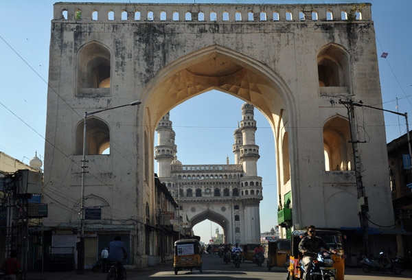 Gate on Pathergatti Road to the looking south to the Charminar