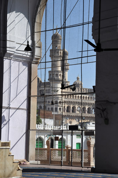 Window of Makkah Masjid looking at Charminar