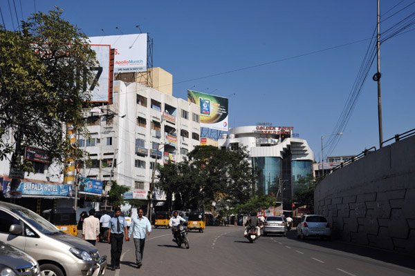 Busy Saifabad Road in front of the Golkonda Hotel, Hyderabad