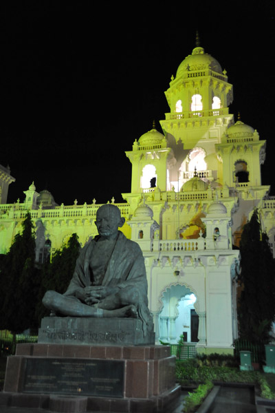 Mahatma Gandhi statue in front of the A.P. State Assembly